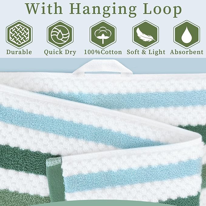 Green and White Towels