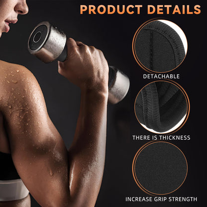 Hemoton 2 Pack Barbell Pad Dumbbell Grips, Anti-Slip Hand Weight Lifting Bar Cushion Cover, Thick Neoprene Handle Wraps for Gym Workout Strength Training, Bar Grip Protector, Black