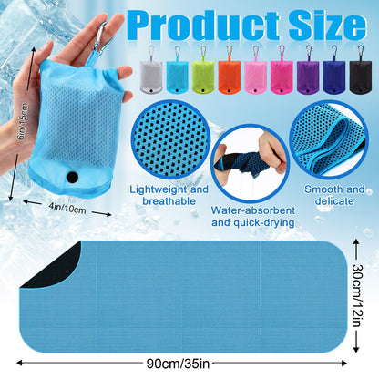 Peryiter 20 Pack Cooling Towels with Rectangle EVA Carry Cases Cooling Towels Bulk for Neck and Face Hot Weather Ice Towel Quick Drying Sweat for Sport Yoga Gym Running Fitness 9 Color 35 x 12 Inch