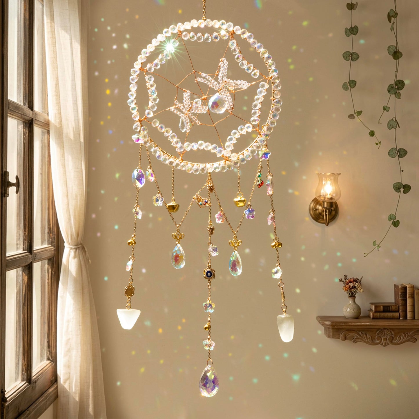 Handmade Spider Sun Catcher, Dreamsum Crystal Suncatchers for Windows, Handmade Wall Rainbow Decor Prism Gift for Women Housewarming Home, Bedroom, Garden Decoration
