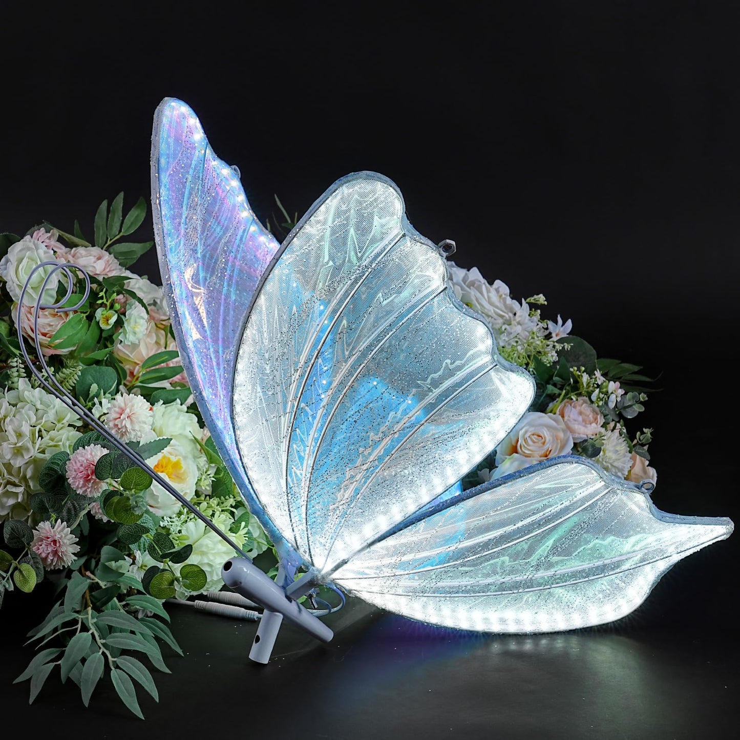 B-COOL Wedding Butterfly Floor Lamp Decoration: Christmas Birthday Party Lights Butterfly Ceiling Lamp Butterflies Chandelier White Led Decorative Iridescent|Silver Sequin 60cm/23.6in & 1PCS