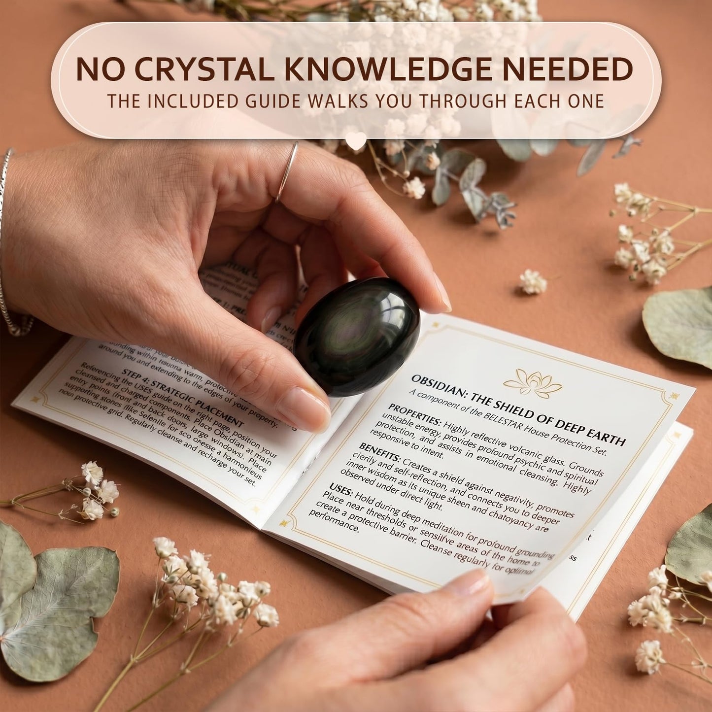 House Protection Crystal Set - 6 Healing Stones for Negative Energy Removal, EMF Cleansing & Spiritual Blessing - New Home Gift with Blessing Card & Gift Box