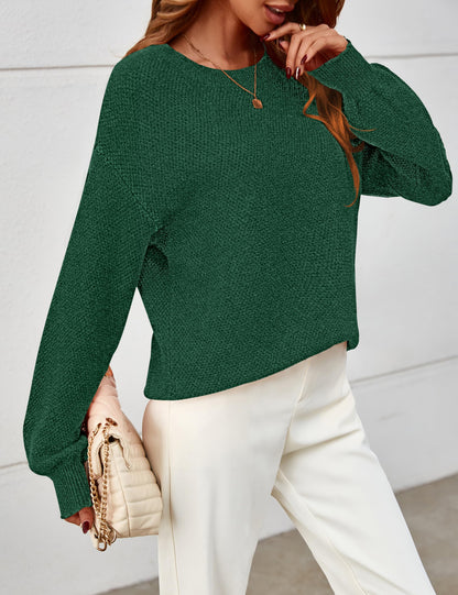 MEROKEETY Women's 2025 Fall Winter Oversized Pullover Sweater Trendy Crew Neck Long Sleeve Heathered Knit Jumper Tops