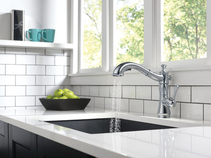 Delta Faucet Cassidy Pull Out Kitchen Faucet, Polished Nickel Kitchen Sink Faucet, Kitchen Faucet with Pull Out Sprayer, Magnetic Docking Spray Head, Polished Nickel 4197-PN-DST