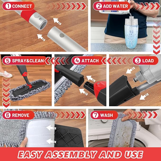 HOMTOYOU Microfiber Hardwood Floor Mop: Dust Spray Mops