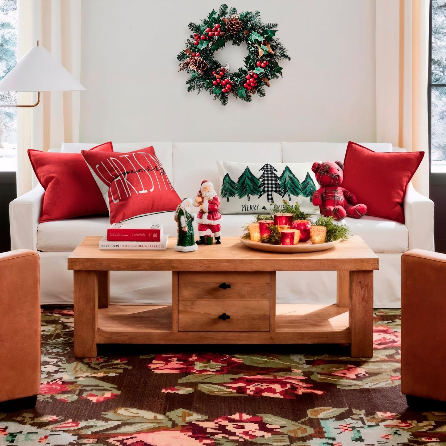 ZWJD Christmas Pillow Covers 18x18 Set of 2 Chenille Throw Red Cushion Covers with Elegant Design Soft and Luxurious Decorative Pillows for Couch, Bed, and Christmas Decor