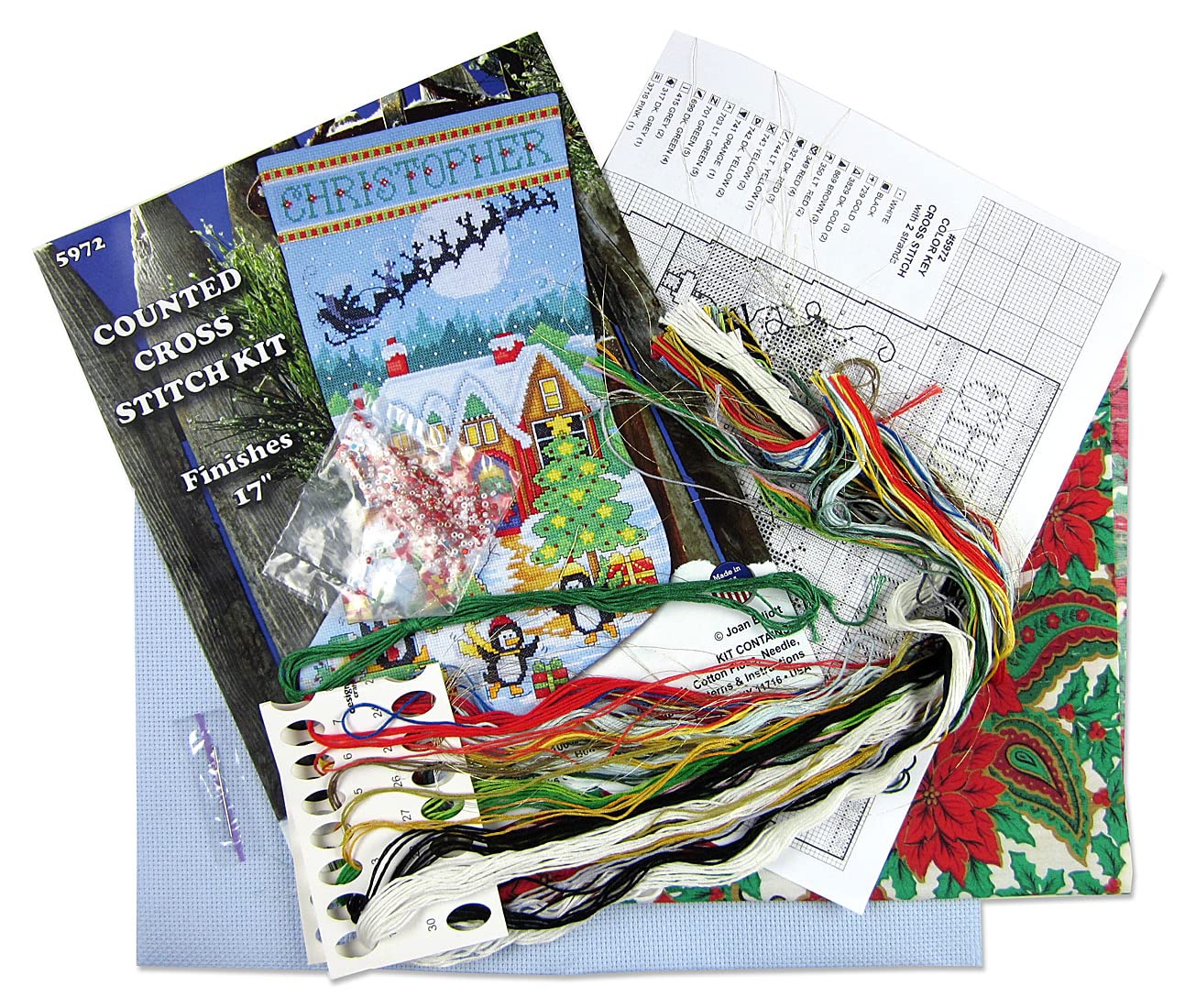 Tobin DW5972 14 Count Penguin Party Stocking Counted Cross Stitch Kit, 17-Inch Long,1-Pack