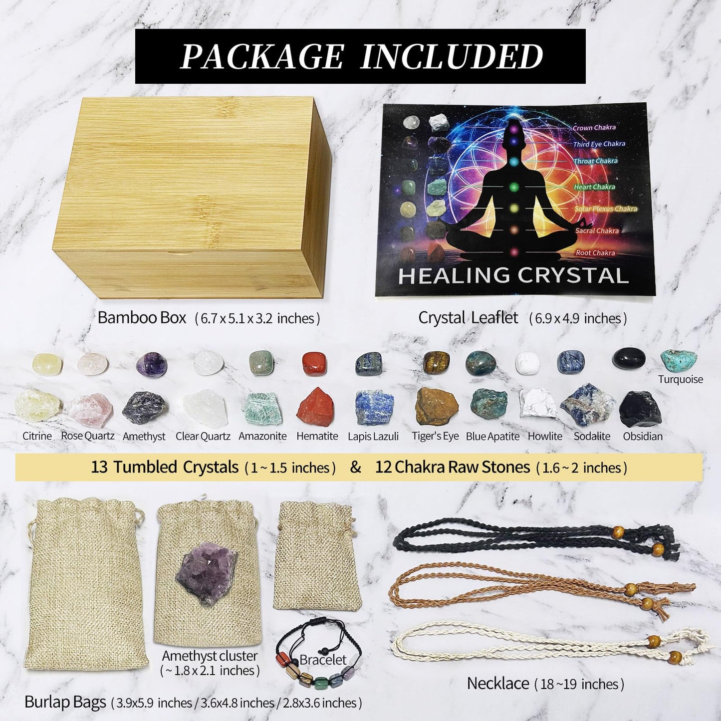 Healing Crystals Kit for Women: 30+ Raw & Tumbled Stones with Chakra Set, Reiki Energy Balancing, Meditation Tools, Bamboo Box & Spiritual Guide (Natural Gems for Women)