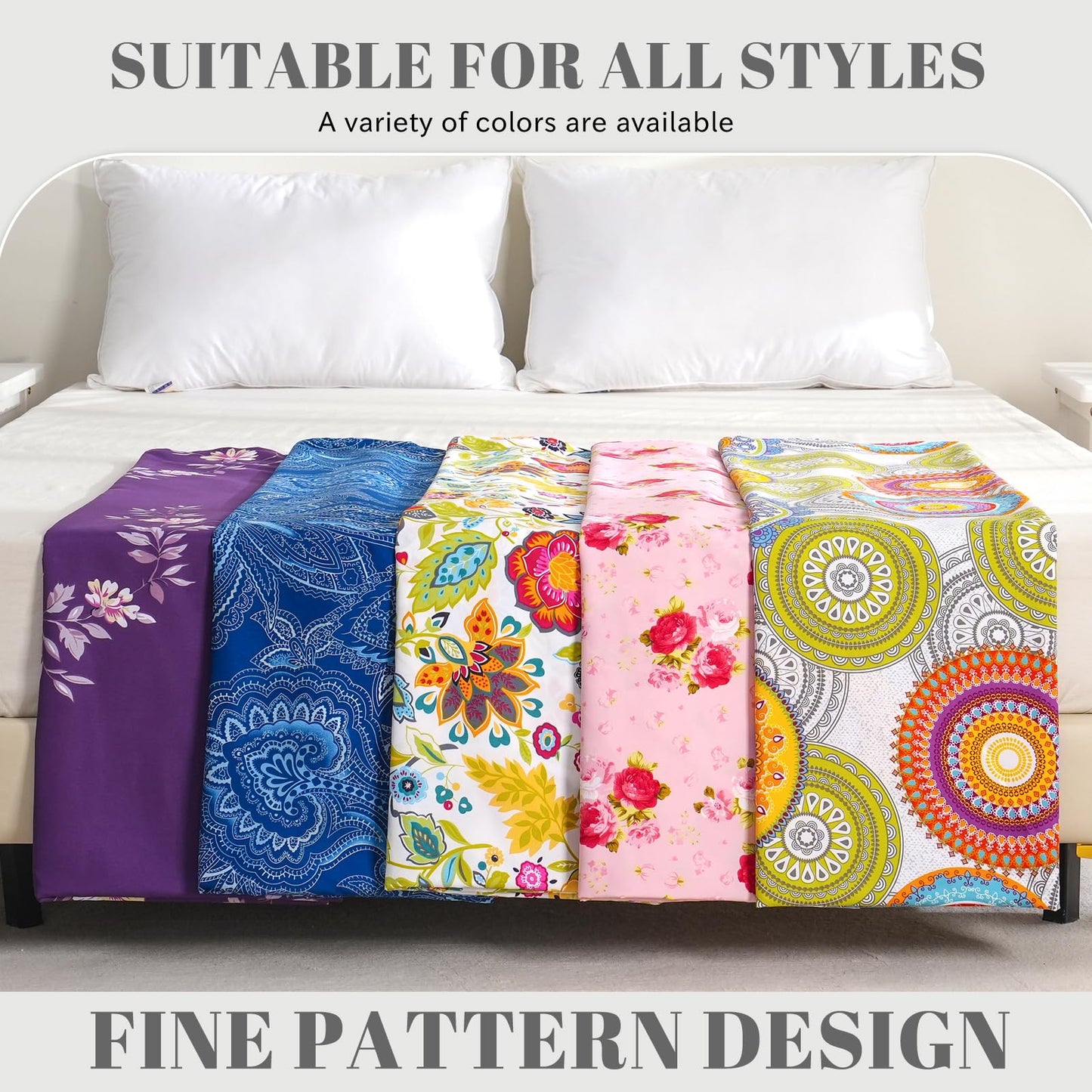 Bedlifes King Sheet Set Ultra Soft, Breathable, Silky Flower Deep Pocket 100% Microfiber Bedding, 4 Piece King Size Green Floral