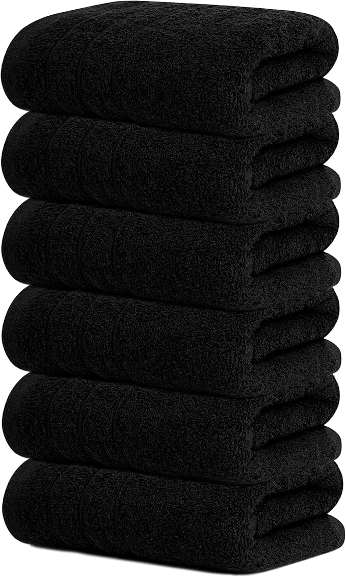 Tens Towels Pack of 6 Hand Towels, 100% Cotton, Lighter Weight, Quick to Dry