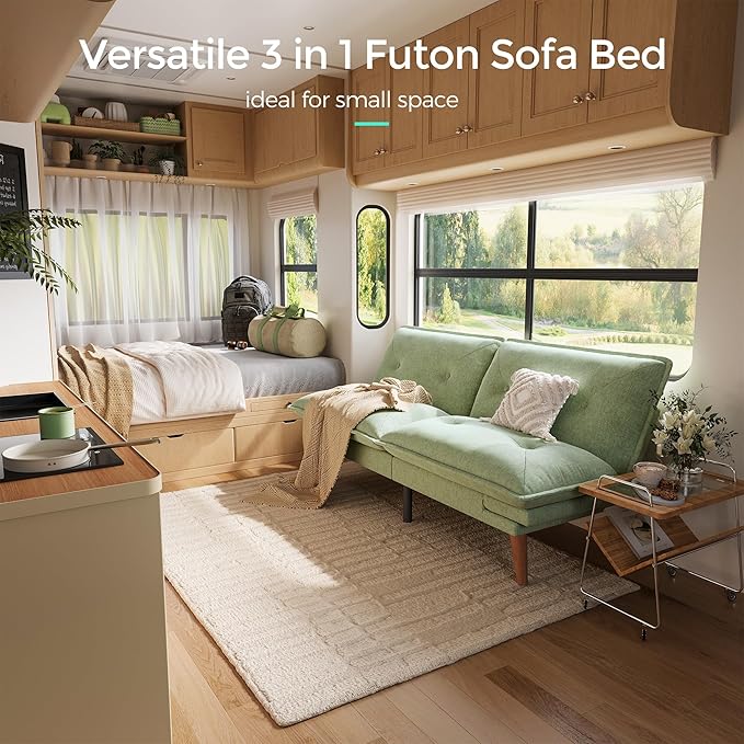 LINSY HOME Futon Sofa Bed, 3 in 1 Convertible Comfy Loveseat Sleeper Sofa Bed