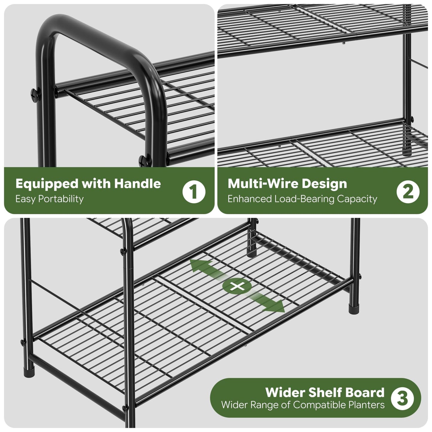Simple Trending Plant Stand Indoor Outdoor, Plant Shelf for Multiple Pots Metal, 3 Tiers Large Plant Holder for Living Room Garden Balcony