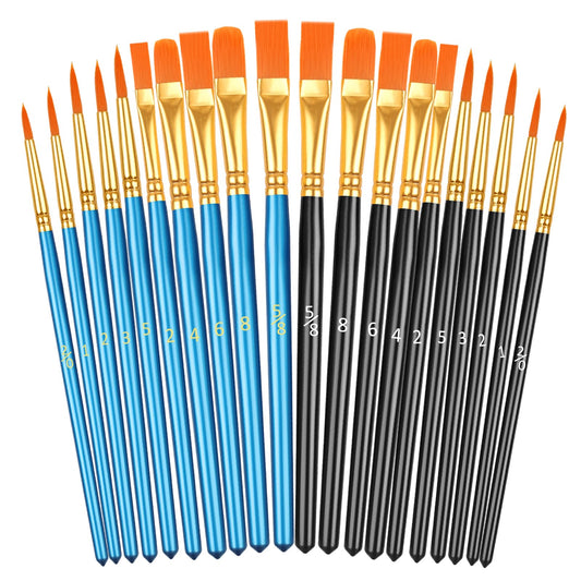 20 Pcs Paint Brushes, Acrylic Painting Brush Set, Watercolor Brushes, Acrylic Brushes for Oil Watercolor, Miniature Detailing, and Rock Painting
