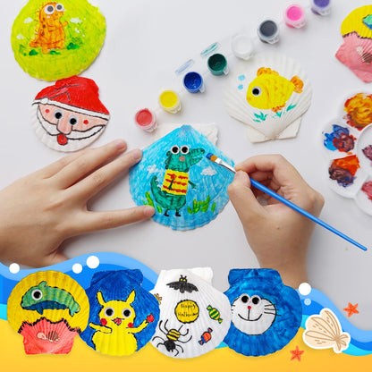 Eleanore's Diary Kids Sea Shell Painting Kit, Arts & Crafts Painting Gifts for Boys Girls, DIY Creative Craft Activities Toys for Age 5 6 7 8 9 10 11 12 Year Old, Birthday Easter Rainy Day Gifts