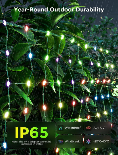 Govee Outdoor Net Lights, 2.8*9.4ft with RGBIC and DIY Functions, 480 LEDs Smart Net Lights with 64 Modes for Bush Patio Decor, Compatible with Alexa & Google Assistant, Outdoor Waterproof, Green Wire