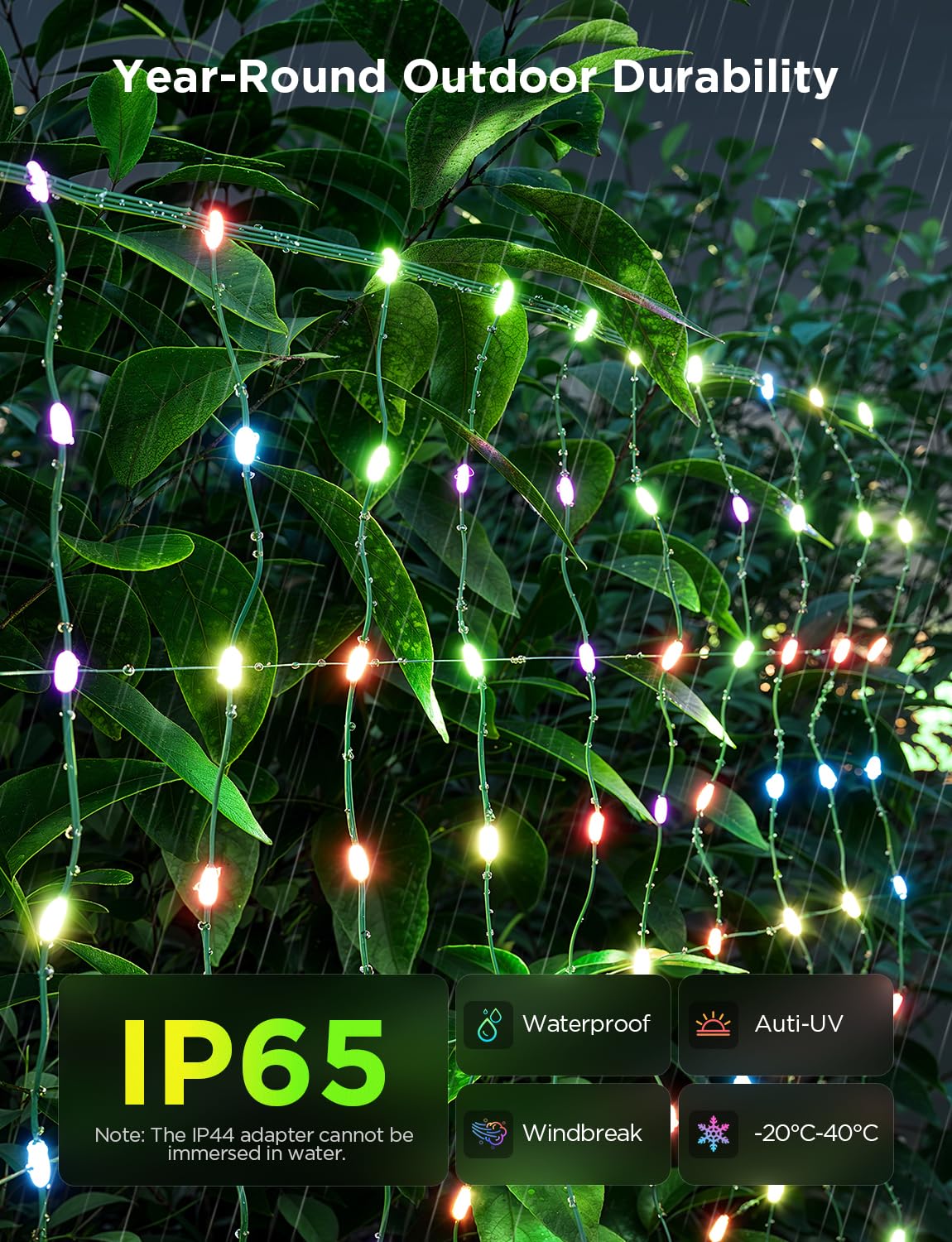 Govee Outdoor Net Lights, 2.8*4.7ft with RGBIC and DIY Functions, 240 LEDs Smart Net Lights with 64 Modes for Bush Patio Decor, Compatible with Alexa & Google Assistant, Outdoor Waterproof, Green Wire