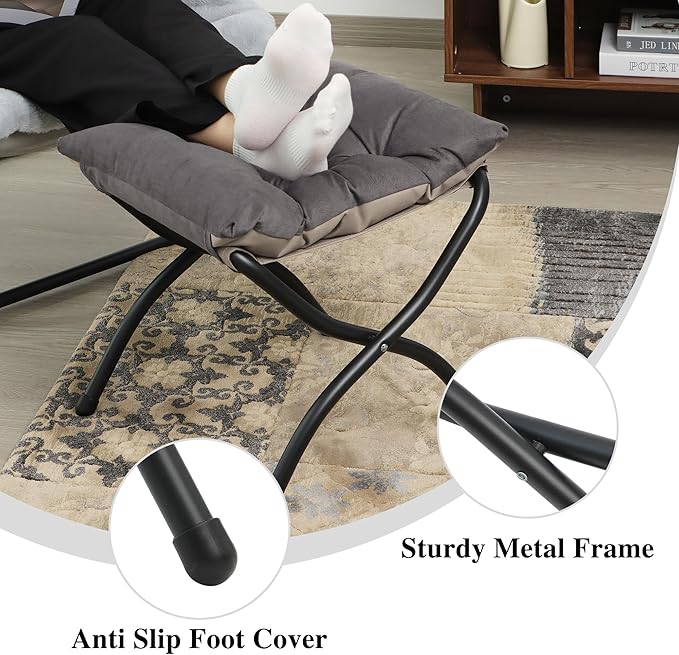 15" Folding Ottoman, Foldable Footrest Stool, Portable Small Foot Stool