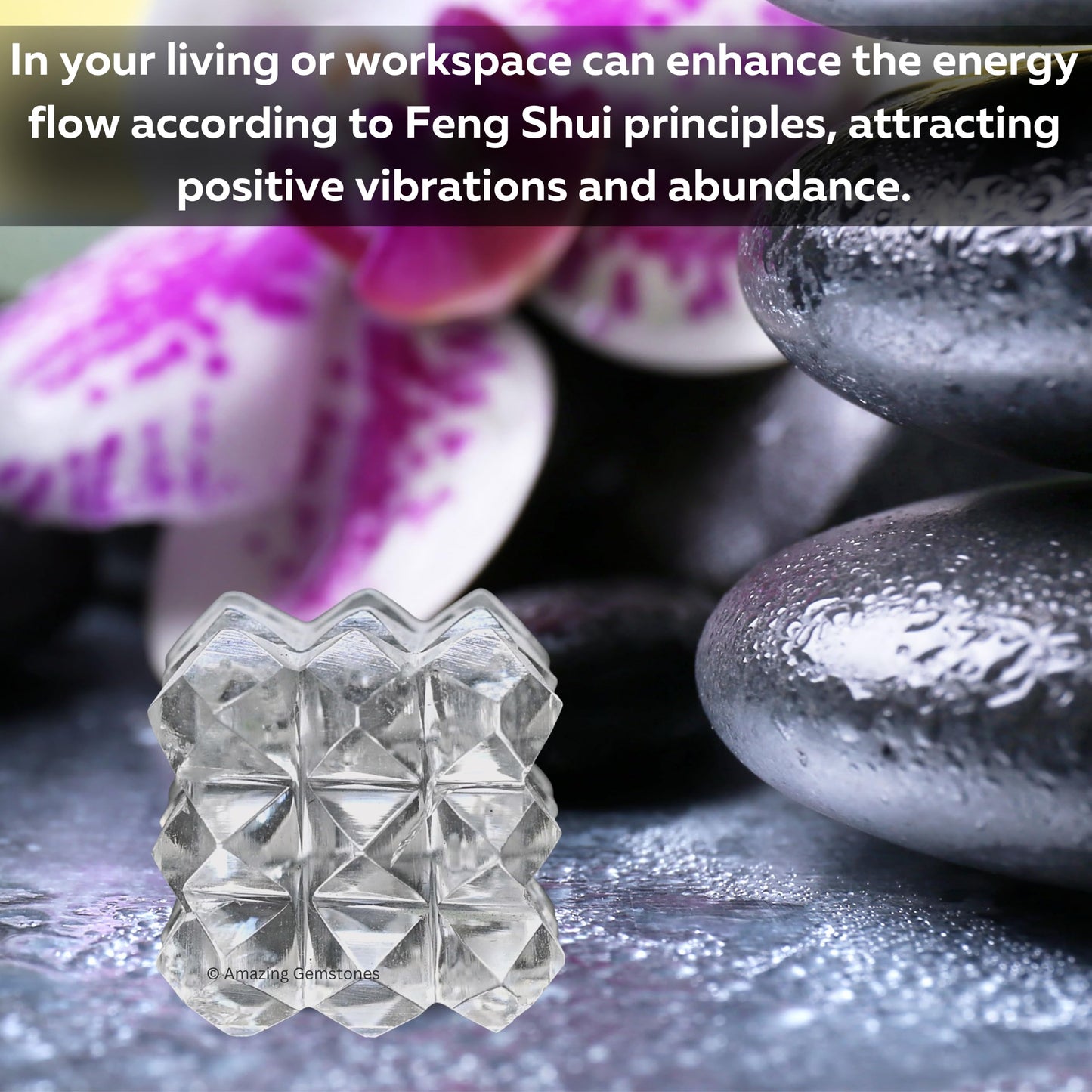 Amazing Gemstone Clear Quartz Crystal Cube with 54 Pyramid - 1" Mini Lemurian Pyramid Cube Figurine of Natural Stone Pyramid for Meditation, Reiki, Chakra Balancing Vastu Pooja and Crystal Grids
