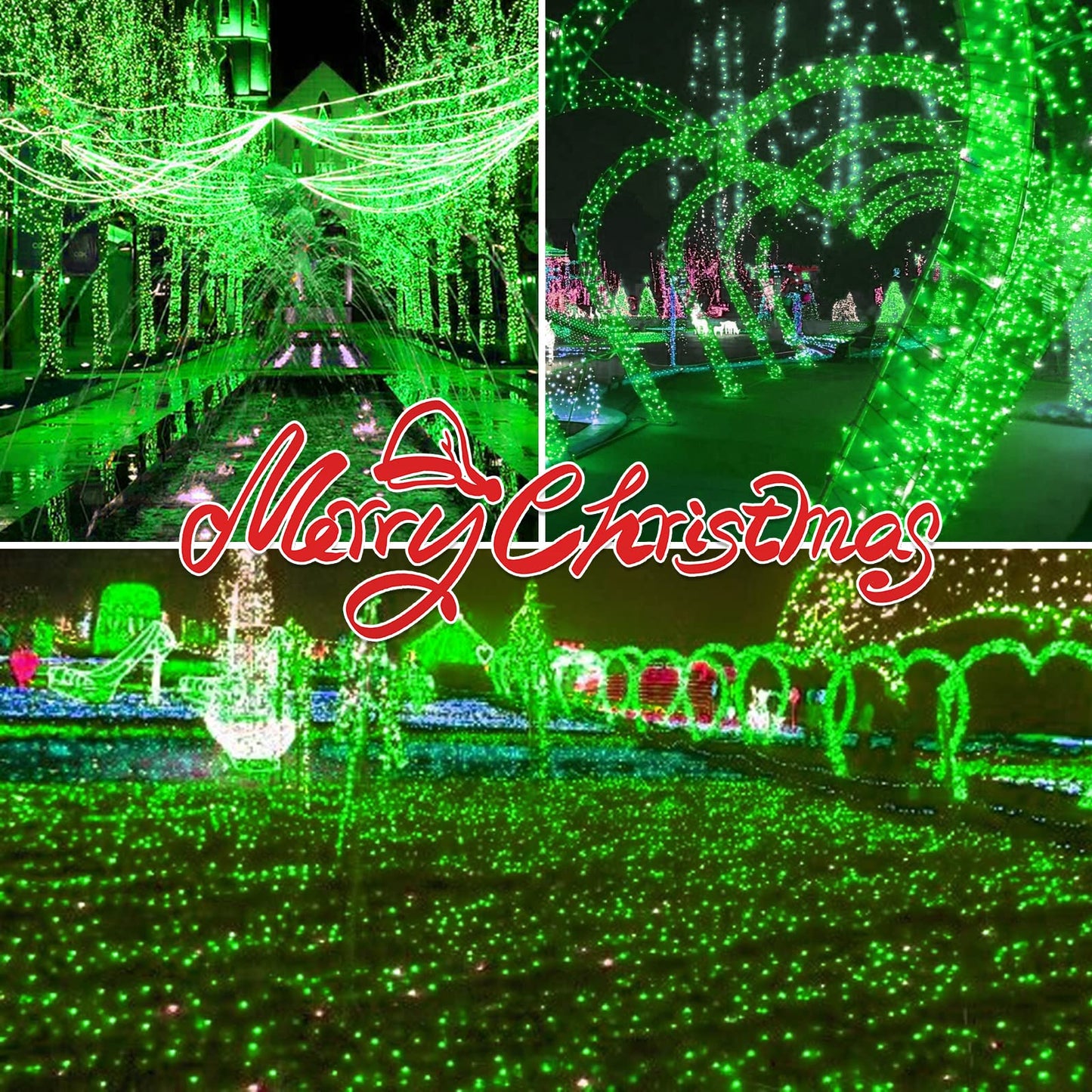 JUSTPRO 100LIGHTS Green Extra-Bright with End Connectors Christmas Decorative Lights 5.98m UL Certified Mini String Light Set Waterproof for Home Garden Holiday Christmas Tree Party Patio Wedding