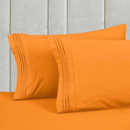 Mocassi Full Size 4-Piece Bed Sheet Set - 1800 Premium Hotel Quality Microfiber 18-24 Inches Extra Deep Pocket Fitted Sheet- Luxury Soft, Breathable, Wrinkle, and Fade Resistant, Orange