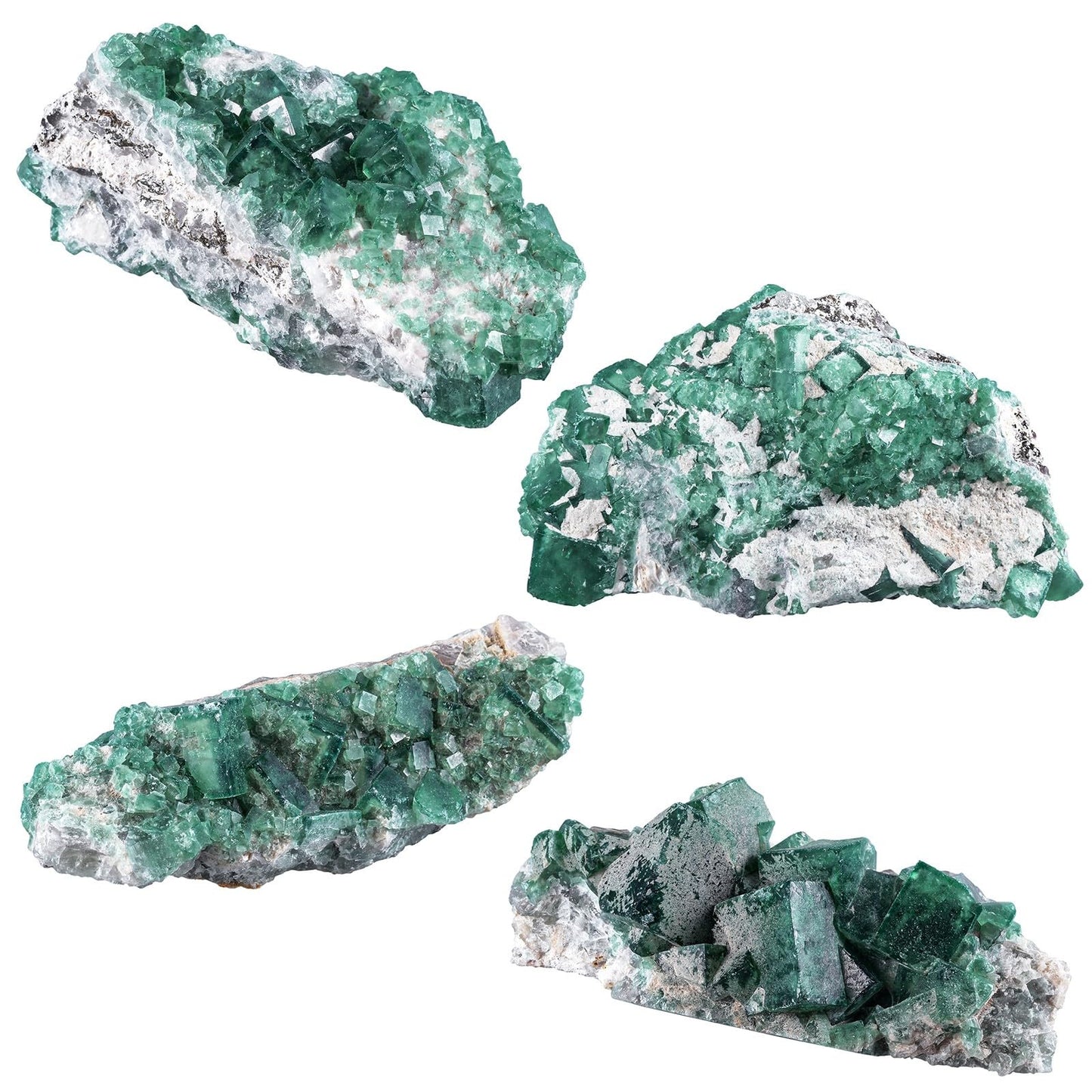 Sportmusies Natural Green Fluorite Crystal Cluster Mineral Specimen Decoration for Home Office, Raw Stone for Healing Meditation Yoga, 1.97-6.3 inches