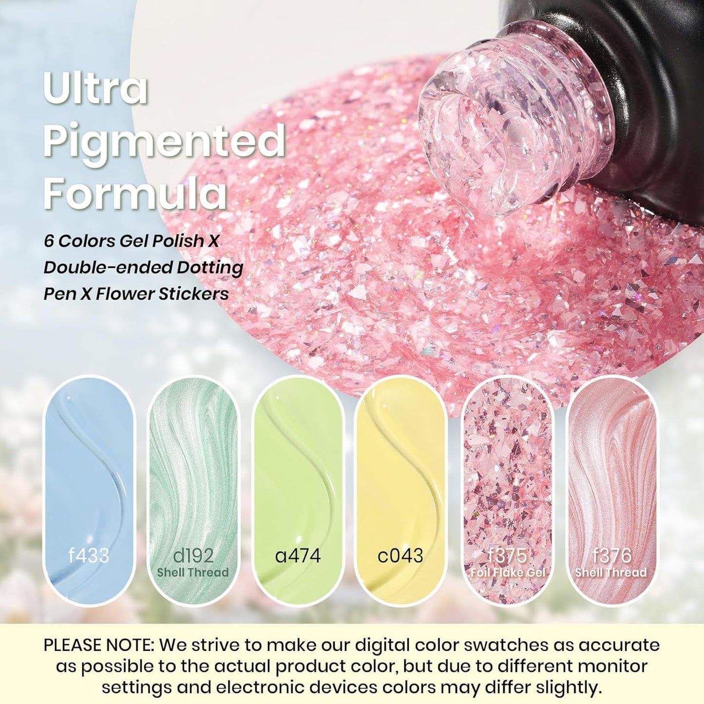 Beetles Cat Eye Gel Nail Polish Set, 6 Summer Colors Pastel Shimmer Glitter Gel Polish Kit Soak Off LED UV Curing Requires Pink Red Blue Orange Green Purple Velvet Gel with Magnet Gift for Women