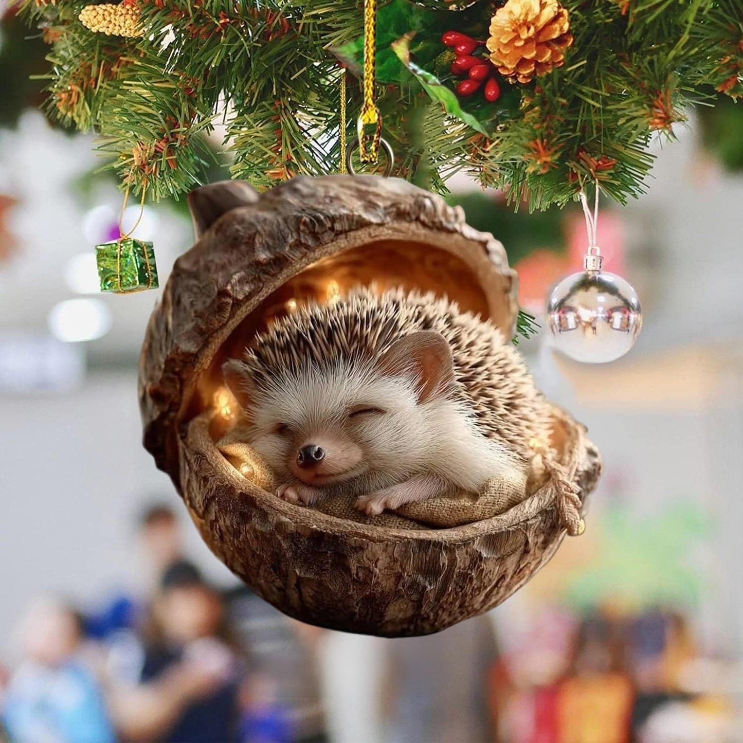 Christmas Tree Decoration,5Pcs Cute Animals Christmas Tree Acrylic Pendant, Fun Pinecone Xmas Hat Xmas Tree Accessories Christmas Pendants Hanging,Owl Rabbit Fox Christmas Ornament