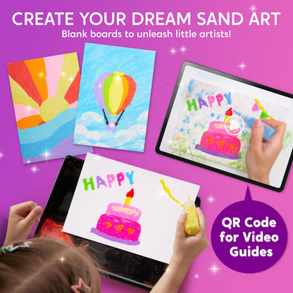 JOVA Klever Kits Glow Sand Art Kits for Kids, Glow in The Dark Sand Painting with 14 Colors, Kids Crafts, 6 Fantasy Templates & 4 DIY Sheets, Mess Free Arts and Crafts, Gifts for Girls Ages 5+