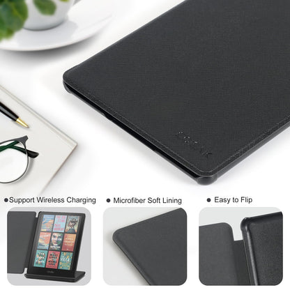 CoBak Case for All-New 7" Kindle Paperwhite(12th generation–2024)/Colorsoft Signature Edition(1st gen–2024)/Signature Edition(12th gen–2024) - PU Leather Cover with Auto Sleep/Wake, Black