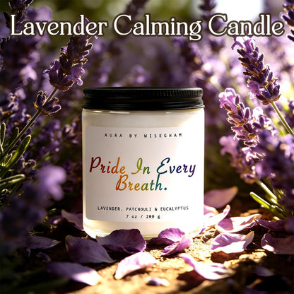WISEgham Lavender Scented Candle - Gay Gifts for Home Gay Pride Soy Candle - Glass Jar Candle for Relaxation, LGBTQ Pride Gift for Him, 40-Hours Long Lasting Soy Wax Home Decor, 7oz