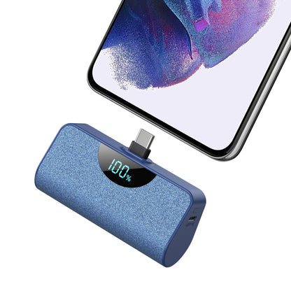 Mini Portable Charger USB-C Power Bank 5200mAh,Ultra Compact LCD Display Battery Pack Backup Charger Compatible with iPhone 17/17 Air/17 Pro/17 Pro Max/16/16 Plus/16 Pro Max/15 Series,Samsung-Green
