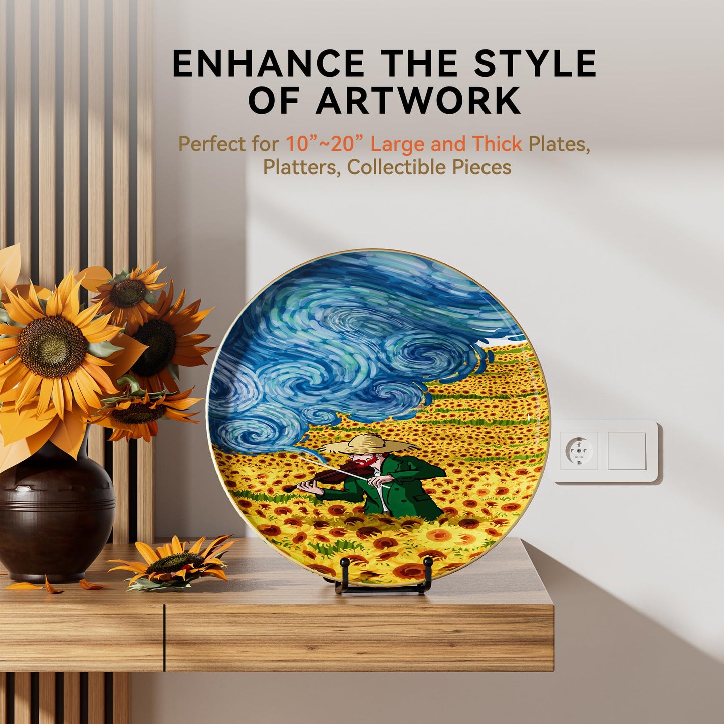 IPAME 10 Inch Large Plate Stands for Display - Metal Plate Holder Display Stand + Small Easels Picture Stand for Book, Platter, Plaque, Photo Frame, Tabletop Art (2 Pack)