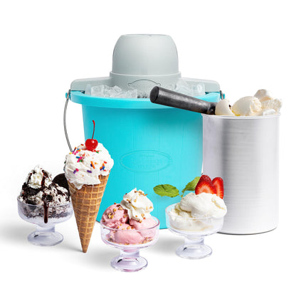 Nostalgia Electric Ice Cream Maker - Old Fashioned Soft Serve Ice Cream Machine Makes Frozen Yogurt or Gelato in Minutes - Fun Kitchen Appliance - Vintage Wooden Style - Light Wood - 4 Quart