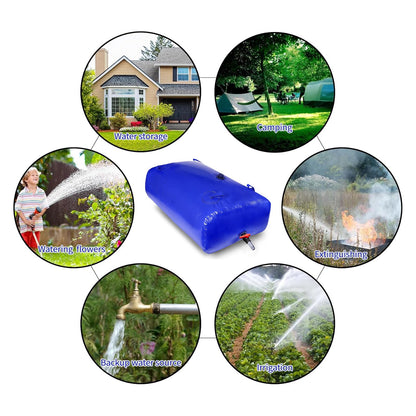 1400 L/370 gal Water Bladder Storage Containers, Foldable Portable Water Tank Large Capacity Soft Water Bag, Drought Resistance, Fire Prevention, Emergency Water