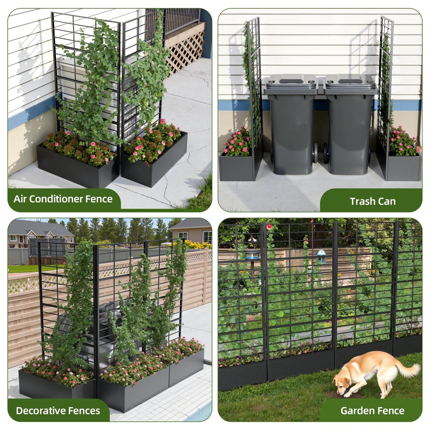 Trygoal Metal Planter Box with Trellis, 35" Lx15.7 Wx70.8 H Metal Raised Garden Bed with Trellis and Drainage Holes, Outdoor Standing Flower Bed for Climbing Plants,Vegetables,Vines, 2PCS