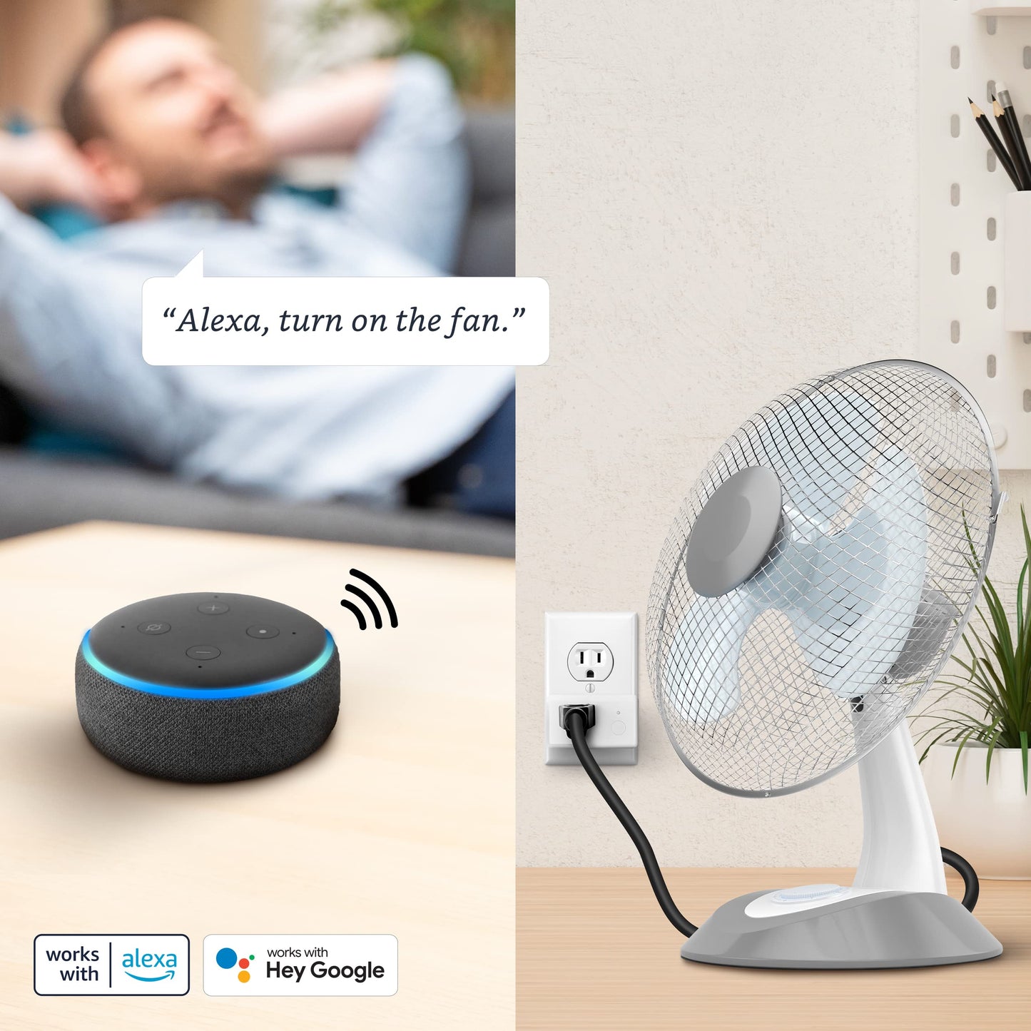 Feit Electric Indoor Smart WiFi Plug Works with Alexa and Google Home, No hub Required, 2.4 Ghz Network Only, Remote Control from Anywhere 15 Amp Smart Outlet Plug, Indoor, White with Night Light