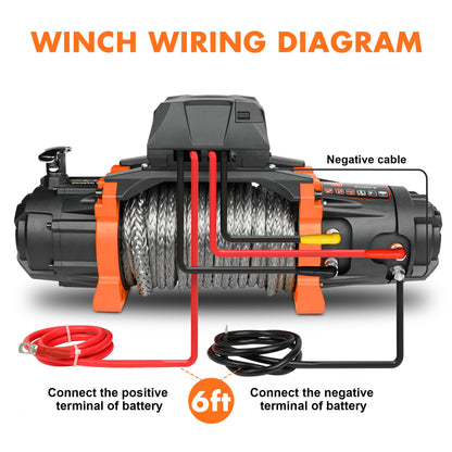 ZESUPER 13500 lb Load Capacity 12V Electric Winch 100ft Synthetic Rope Hook Winch Kit for Jeeps Trailer Truck SUV Waterproof IP68 Winches with Hawse Fairlead and 2 in 1 Wired&Wireless Handle Remote