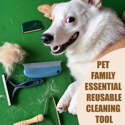 AXLUNAR Pet Hair Remover - 4 Pack Dog Cat Hair Remover for Couch Furnitures, Reusable Lint Remover Shaver Portable Carpet Rake Scraper Brush for Blanket,Clothing, Pet Towers, Car Upholstery Blue