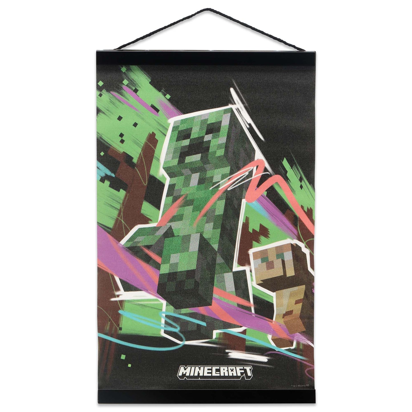 Open Road Brands Minecraft Creeper Hanging Canvas Banner - Fun Minecraft Wall Decor for Bedroom or Game Room