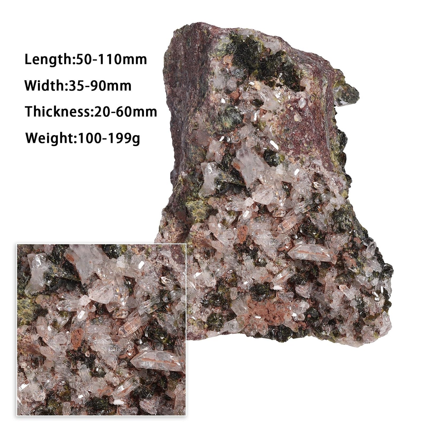 SUNYIK Natural Epidote Stone Geode Cluster, Rough Raw Crystal Rocks Mineral Specimen for Reiki Healing Home Decoration, 100-199g