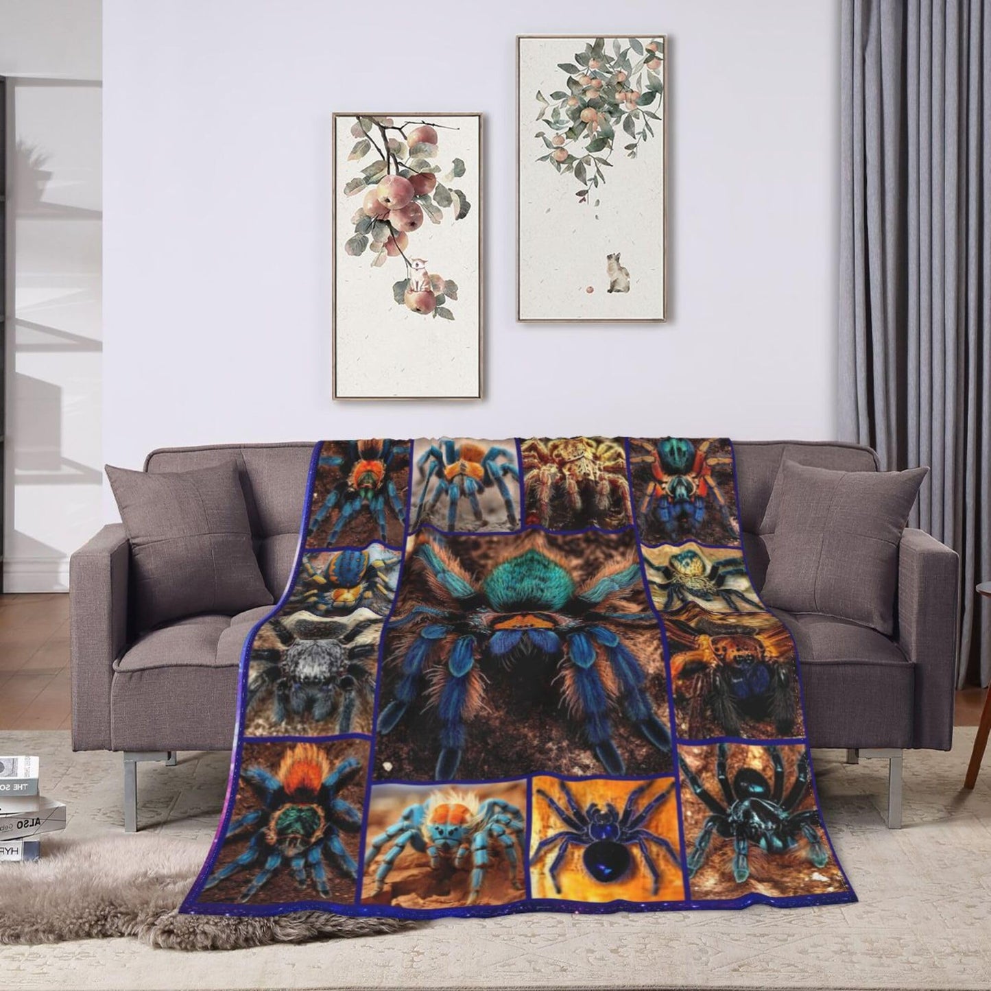 Spider Blanket Spider Decor Cozy Animal Throw Super Soft Plush Flannel Fleece Blanket Gift for Kids Adults Men Women Ultra Warm & Lightweight Flannel, 60"X50"