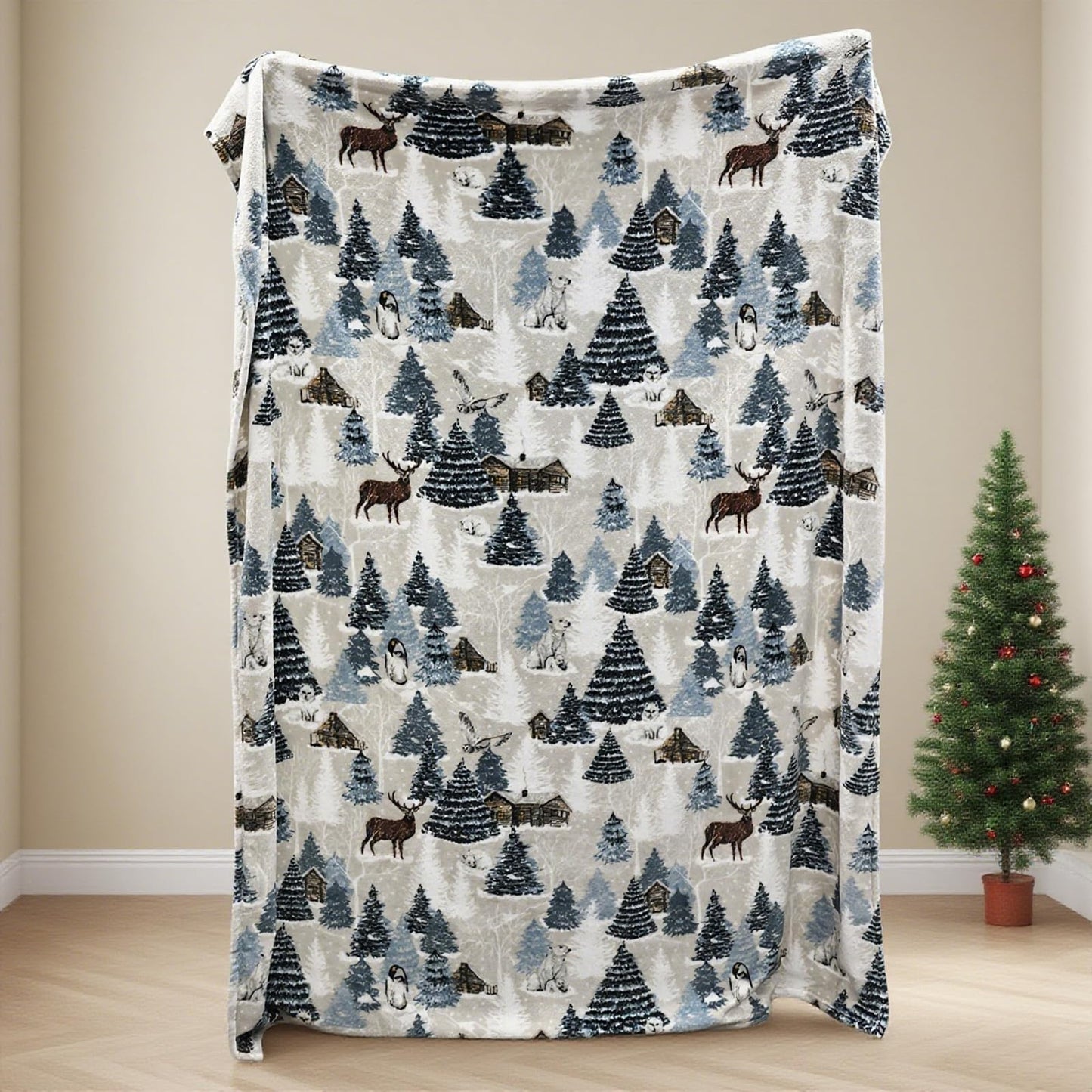 VigorSpring Christmas Throw Blanket - 60x80 inches, Holiday Christmas Tree Reindeer Snowflakes Fleece Blanket Winter Soft Blanket for Couch Sofa Bed Lounging, Ideal Gifts for Kids Adults Wife Self