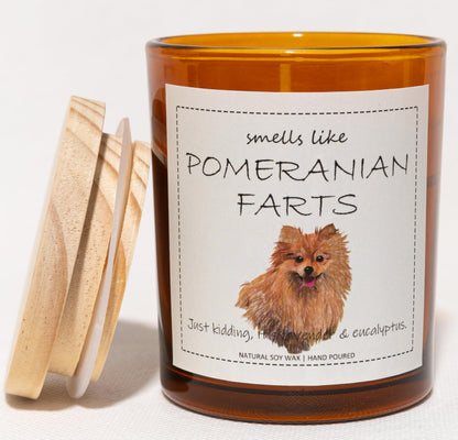 Pomeranian Gifts & Decor, Dog Mom Gift for Women, Smells Like Pomeranian Farts Candle - Lavender & Eucalyptus, Crafted by Natural Soy Wax & Natural Essential Oils