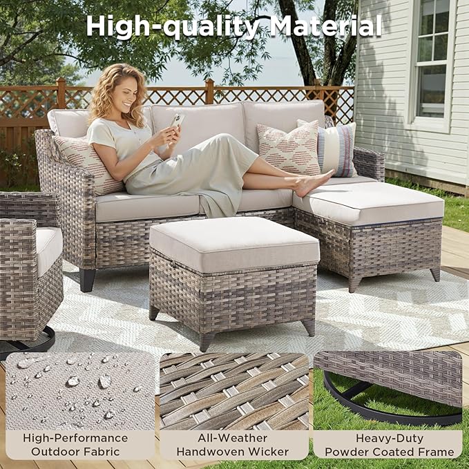 12 Piece Patio Furniture Set-High Back Outdoor Furniture Set Sectional Sofa