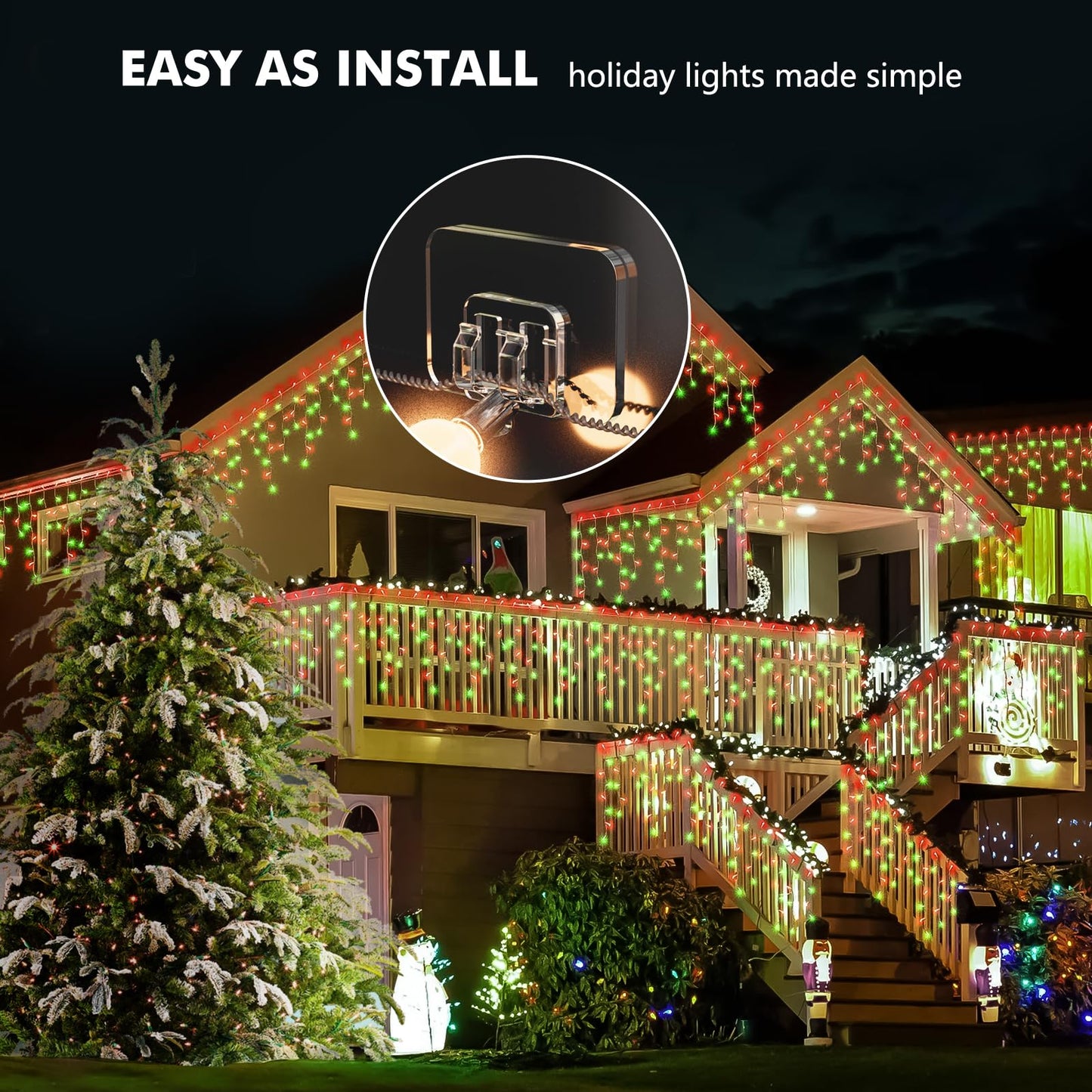 Galetcy Hooks for Outdoor String Lights - 100 Pack with Adhesive Strips - No Damage, No Tools, No Holes, Waterproof and UV-Resistant, Perfect for Christmas and Patio Decor