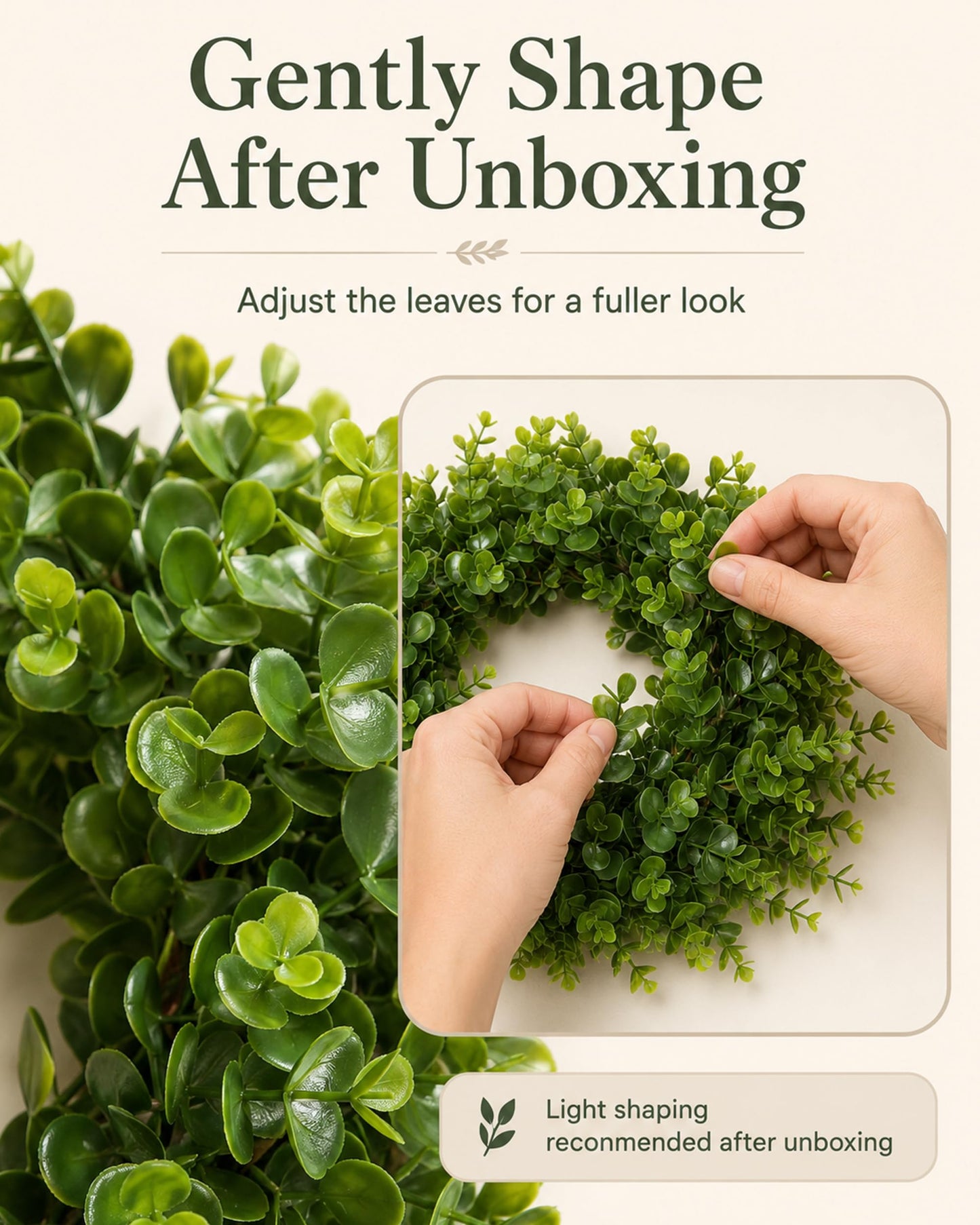 Plamyi 12" Mini Boxwood Wreaths 2-Pack - Faux Greenery for Decorating