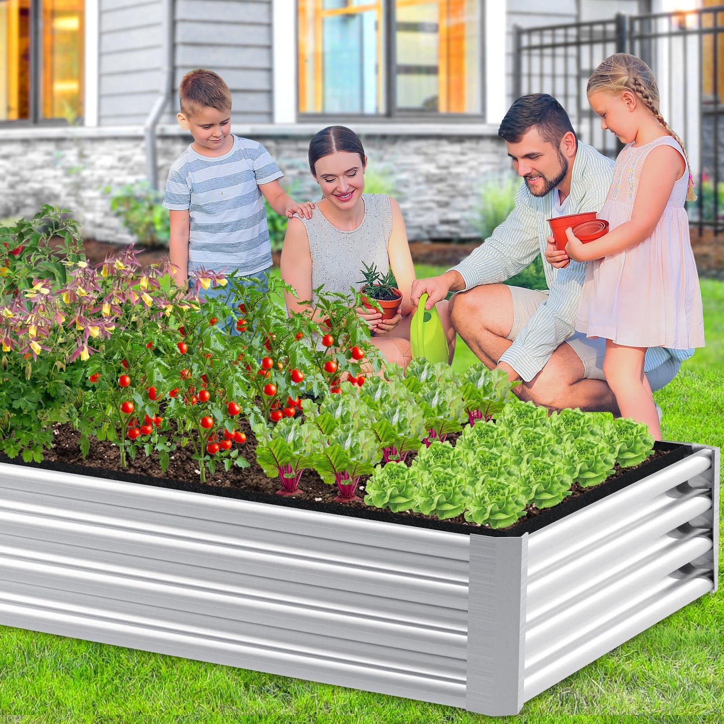 Niuyhe 2mm Thick Fabric Garden Grow Bed Bags, 6x3x1 Feet Liners Designed for Outdoor Metal Raised Garden Beds, 128 Gallon Capacity Large Garden Bed Liner Vegetable Growing Boxes