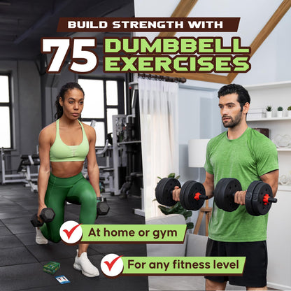 75 Dumbbell Workout Cards – 3.5” x 2.5” Full Body Weight Training Exercise Deck – At-Home Fitness Guide for Men and Women – Get Stronger With 12 Pre-Made Strength Workouts