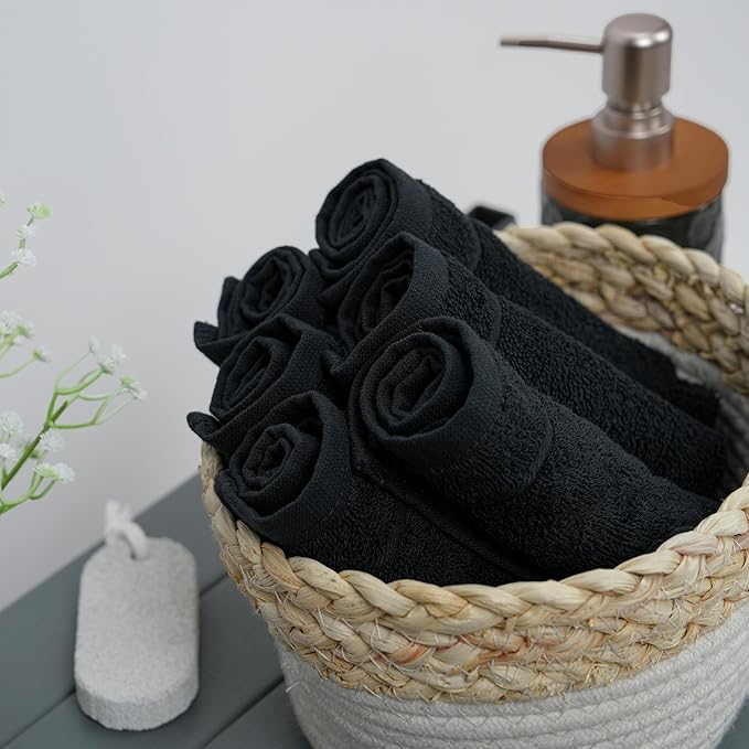 Tens Towels Pack of 12 Washcloths, 12 x 12 Inches, Lighter Weight, Quick to Dry