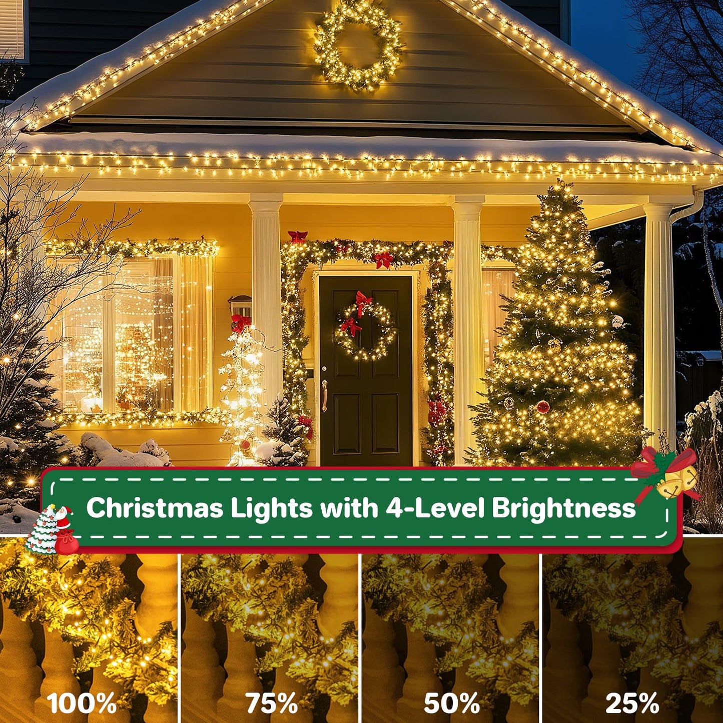 Christmas Cluster Lights Plug-in -52FT 800 LED Firecrackers String Lights,8 Modes Timer Waterproof Twinkle Fairy Lights for Christmas Tree Garland Party(Warm White)